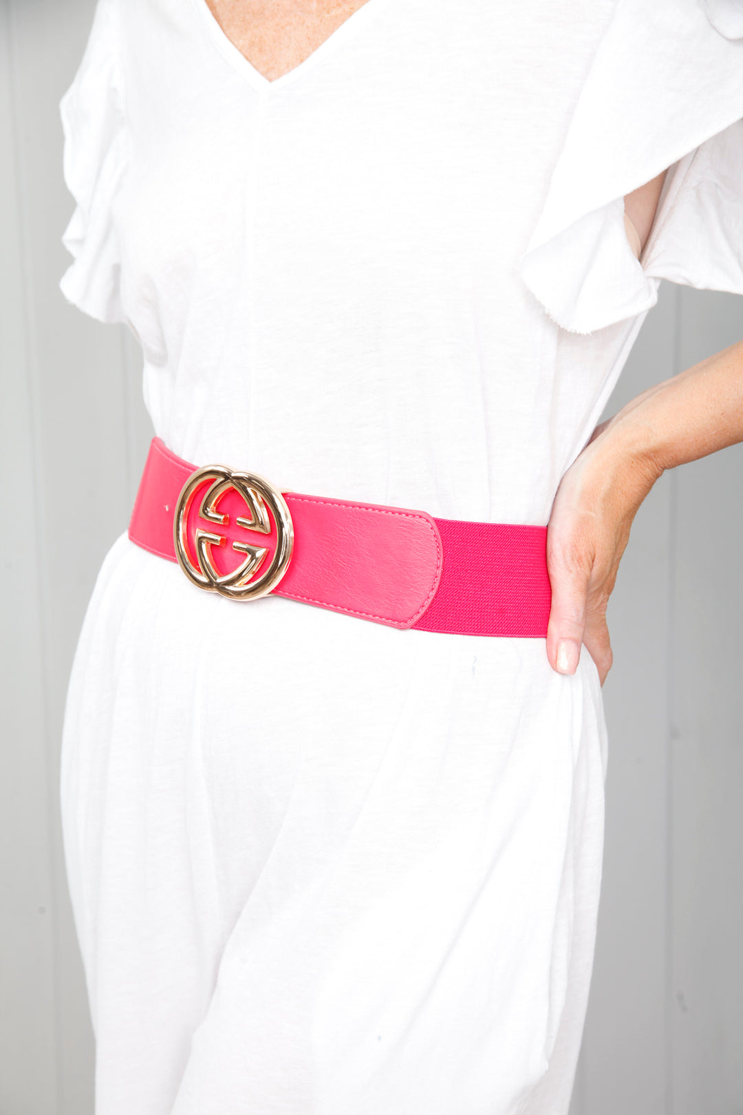 Monogram G Belt Fuchsia and Silver