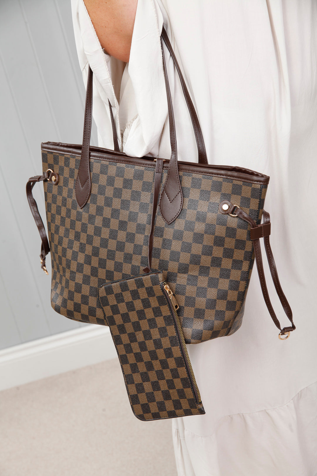 Luna Luxe Checked Bag Coffee