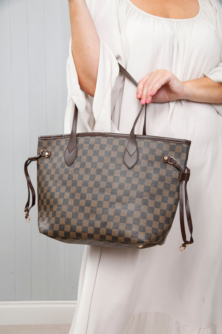 Luna Luxe Checked Bag Coffee