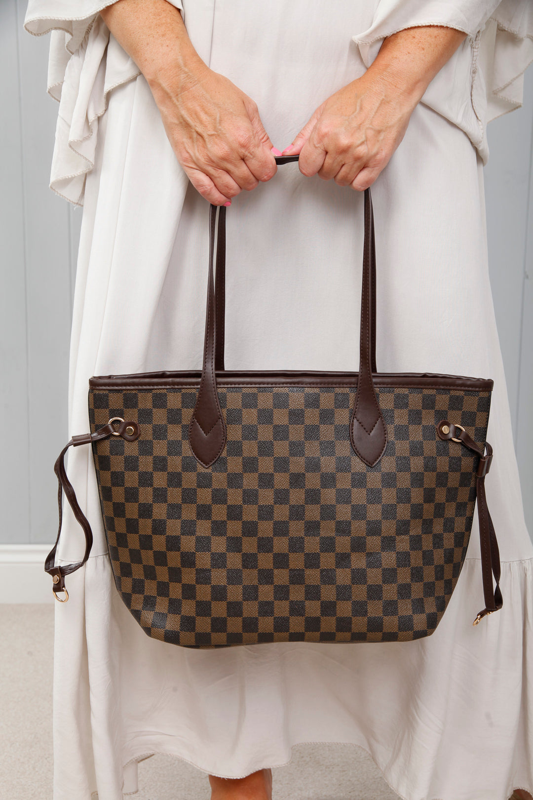Luna Luxe Checked Bag Coffee