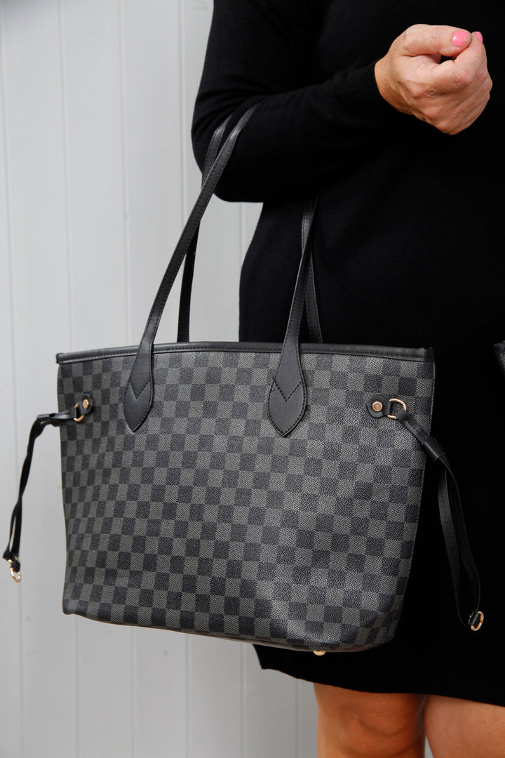 Luna Luxe Checked Bag Black Lg