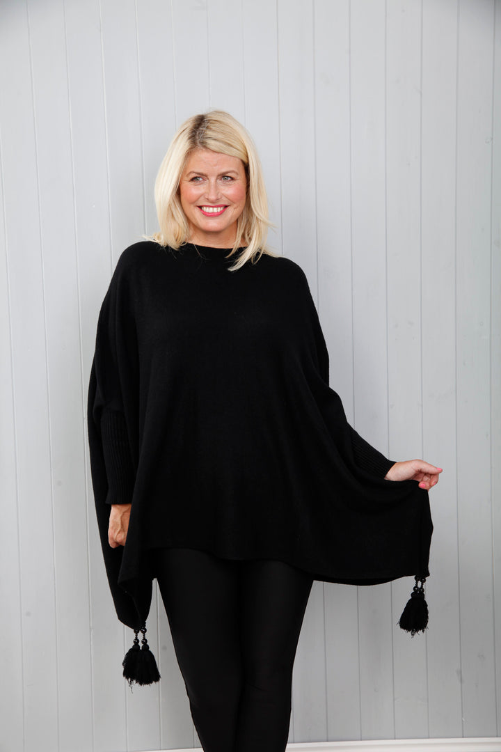 Tia Tassel Jumper Black