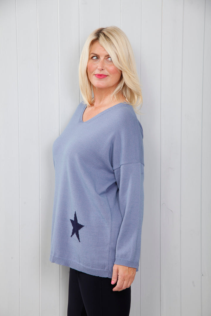Sarah Star Jumper Sky Blue