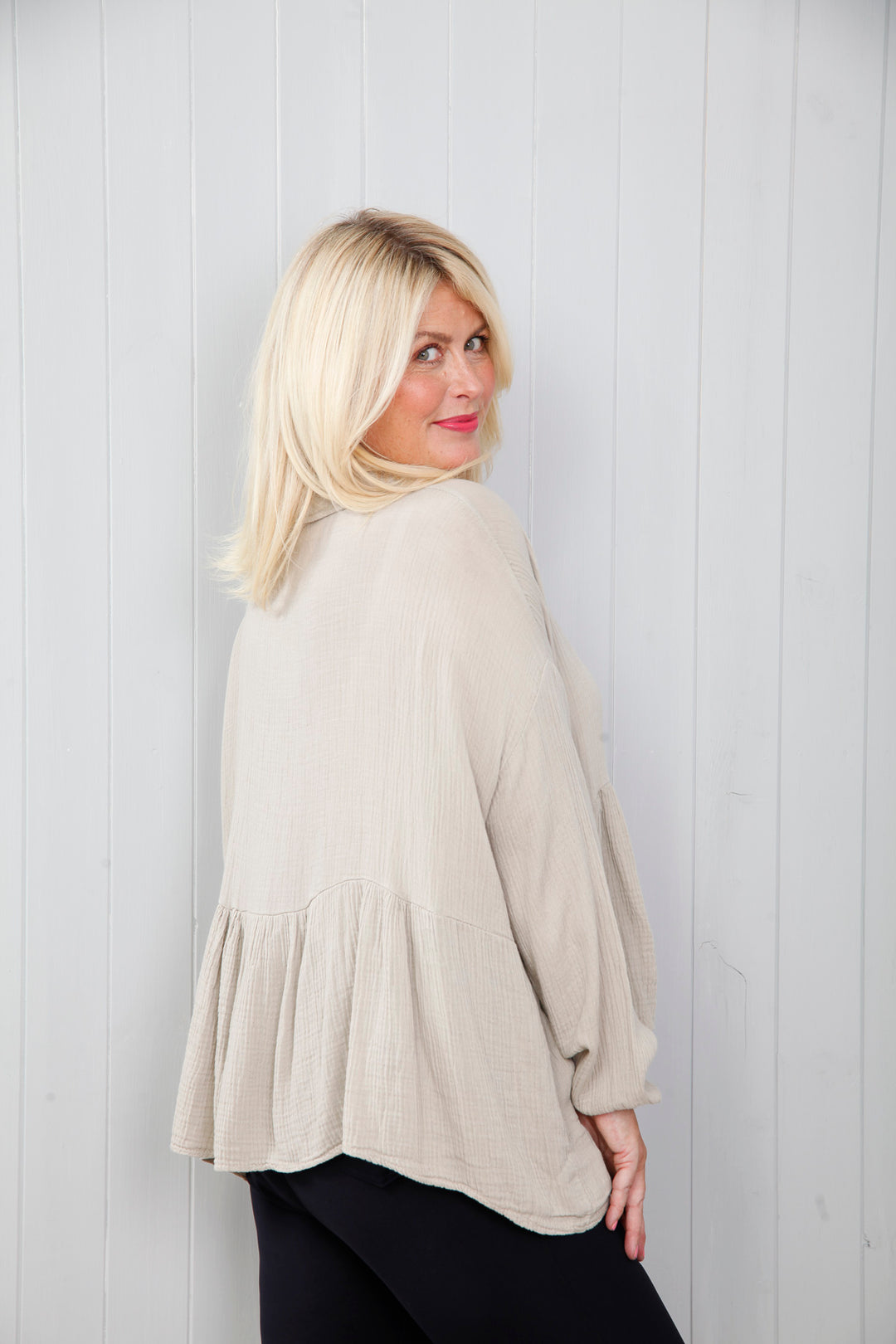 Callie Crinkle Shirt Stone