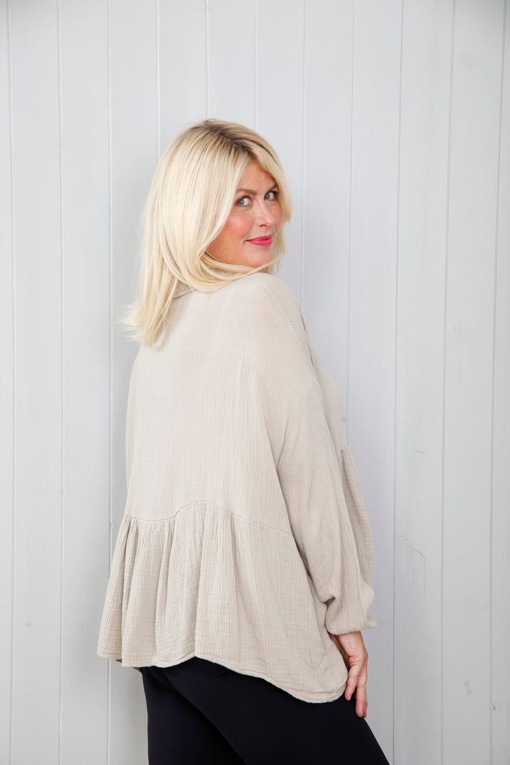 Callie Crinkle Shirt Stone
