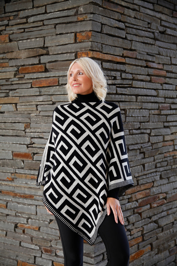 Monogram Poncho Black