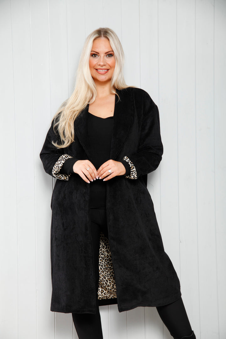 Lucy Leopard Cord Jacket Black
