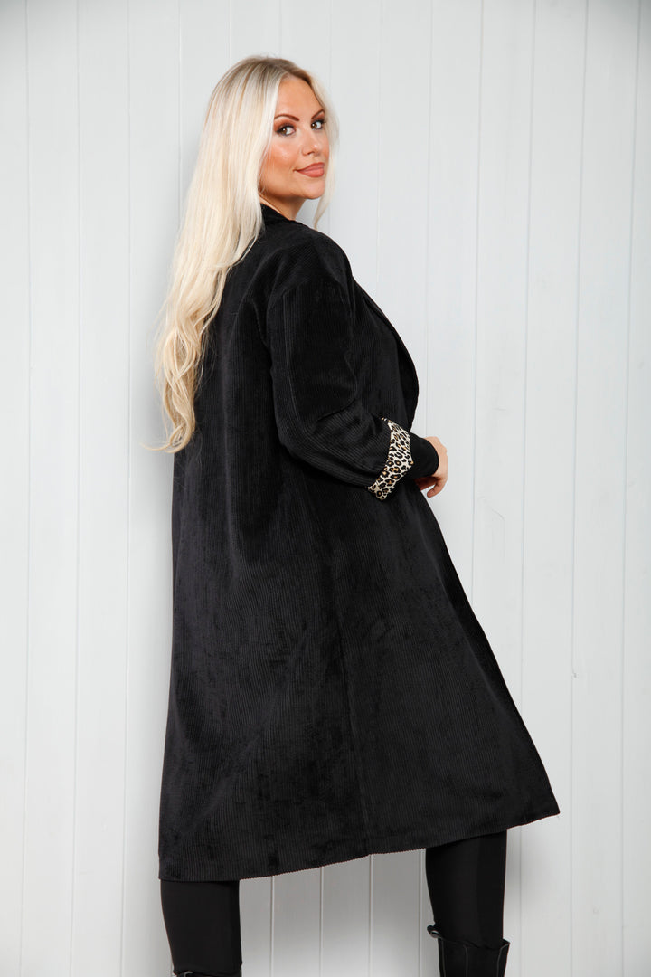 Lucy Leopard Cord Jacket Black