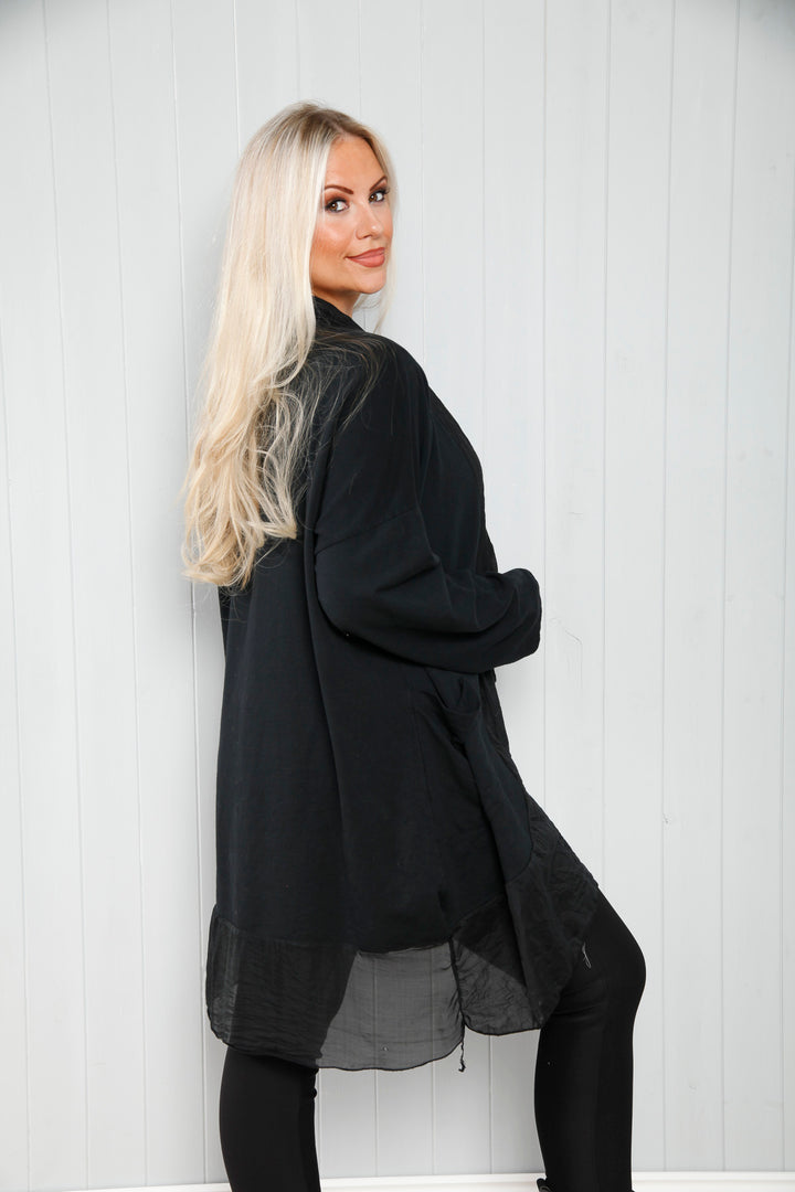Emily Wrap Silk Top Black