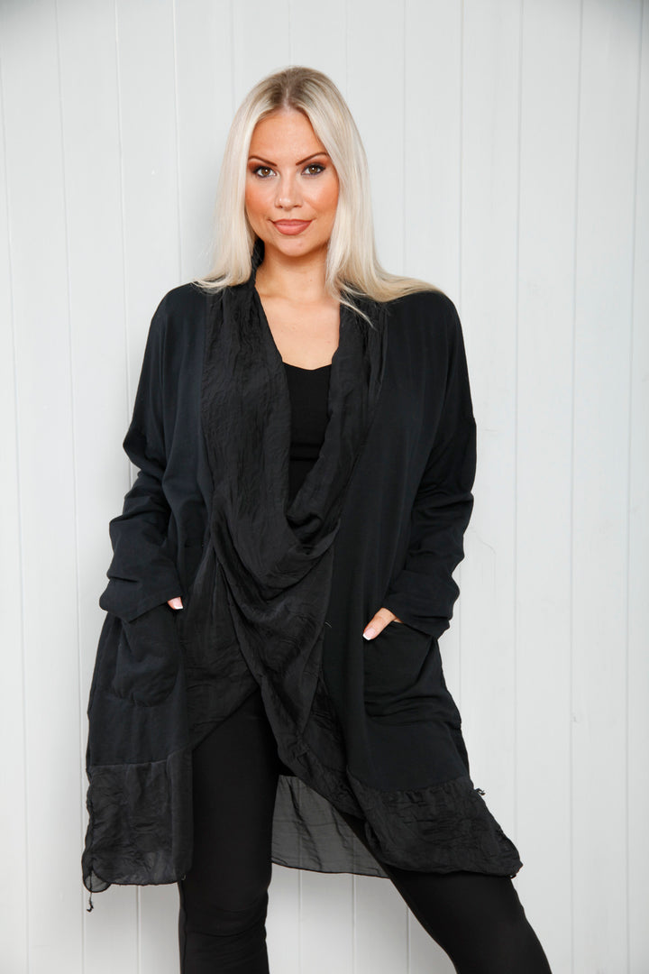 Emily Wrap Silk Top Black