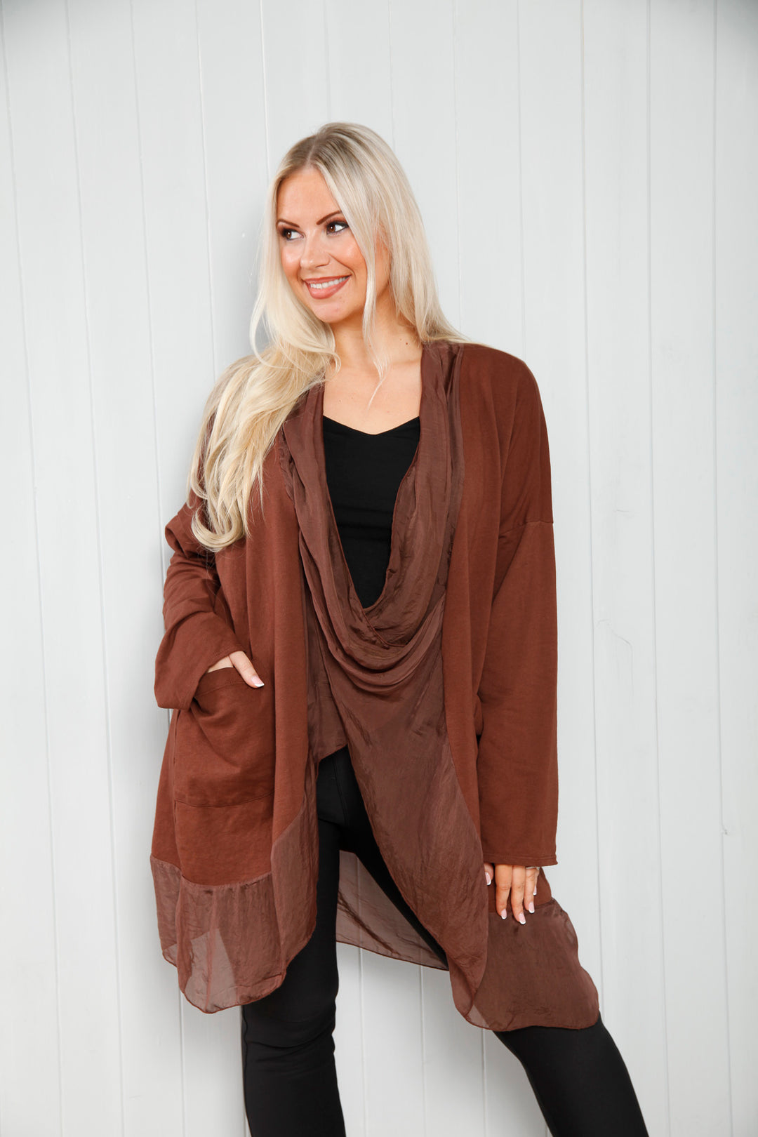 Emily Wrap Silk Top Chocolate