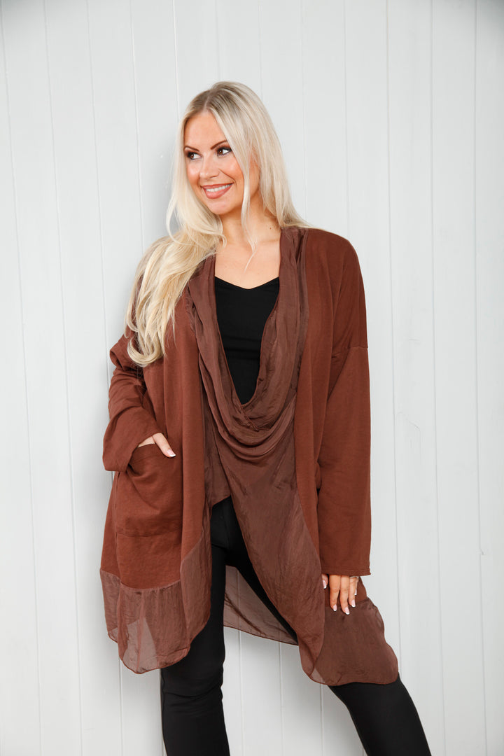 Emily Wrap Silk Top Chocolate