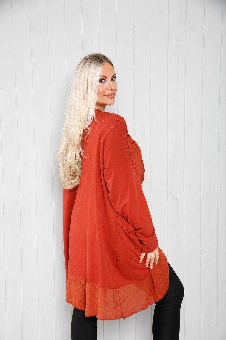 Emily Wrap Silk Top Rust