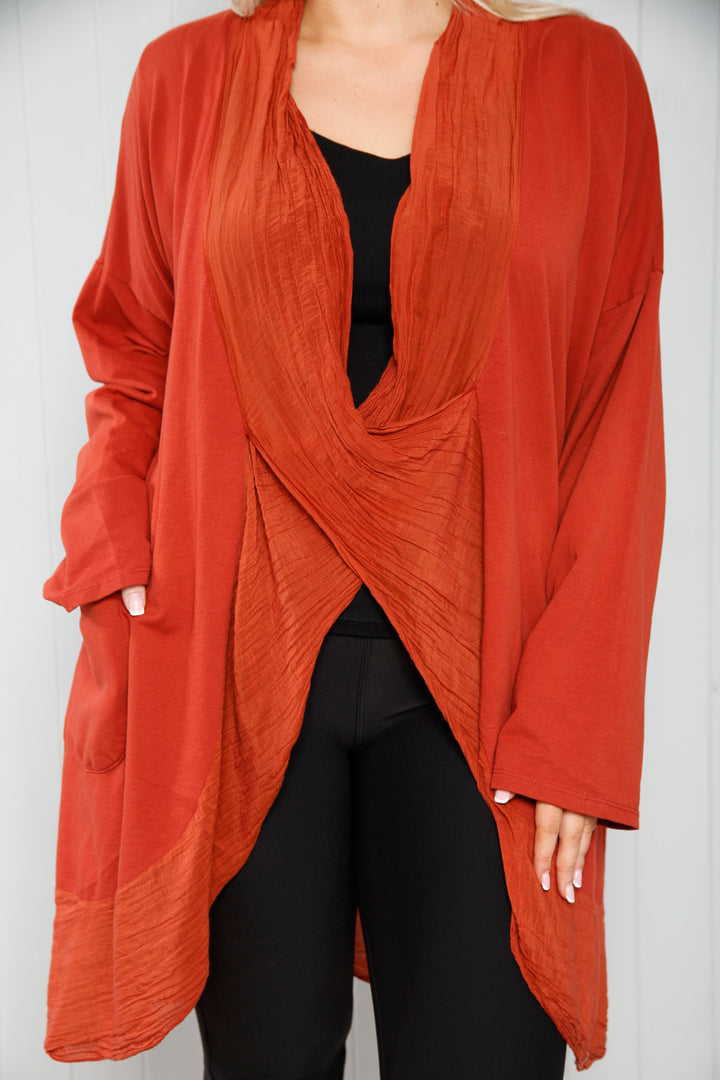 Emily Wrap Silk Top Rust