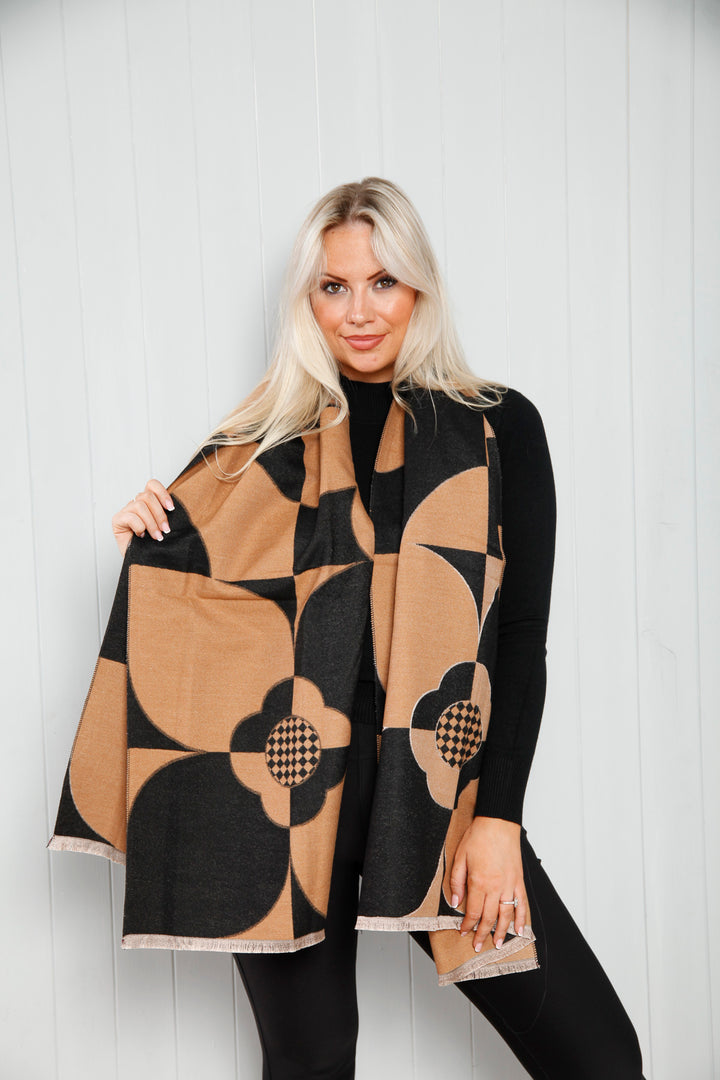 Frances Floral Scarf Tan