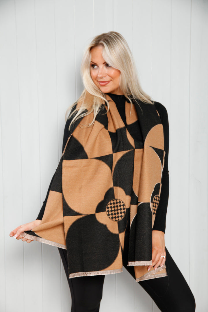 Frances Floral Scarf Tan