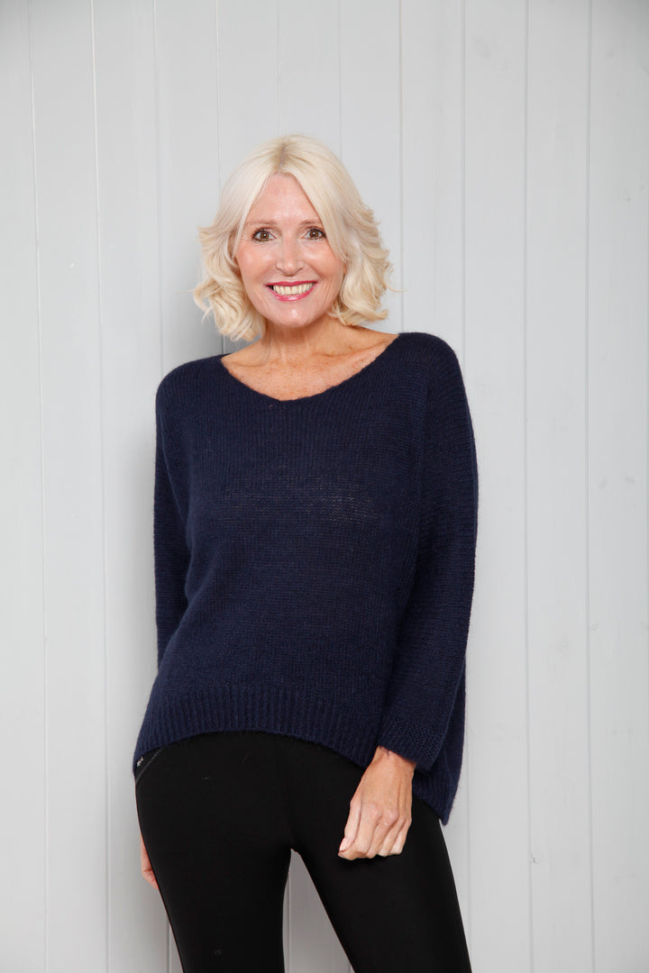 Navy Harriet High Low Jumper