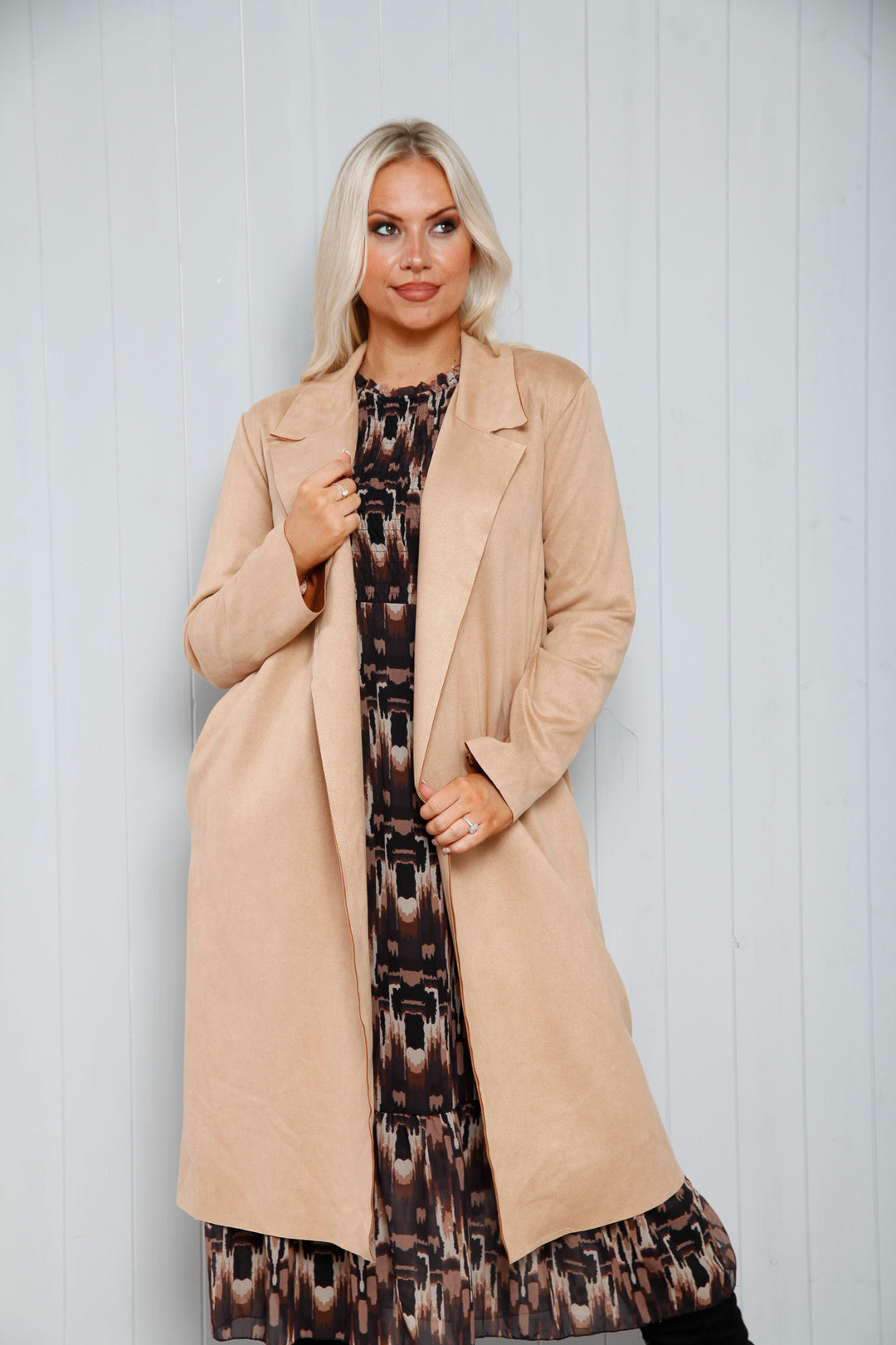 Camel Long Collared Jacket