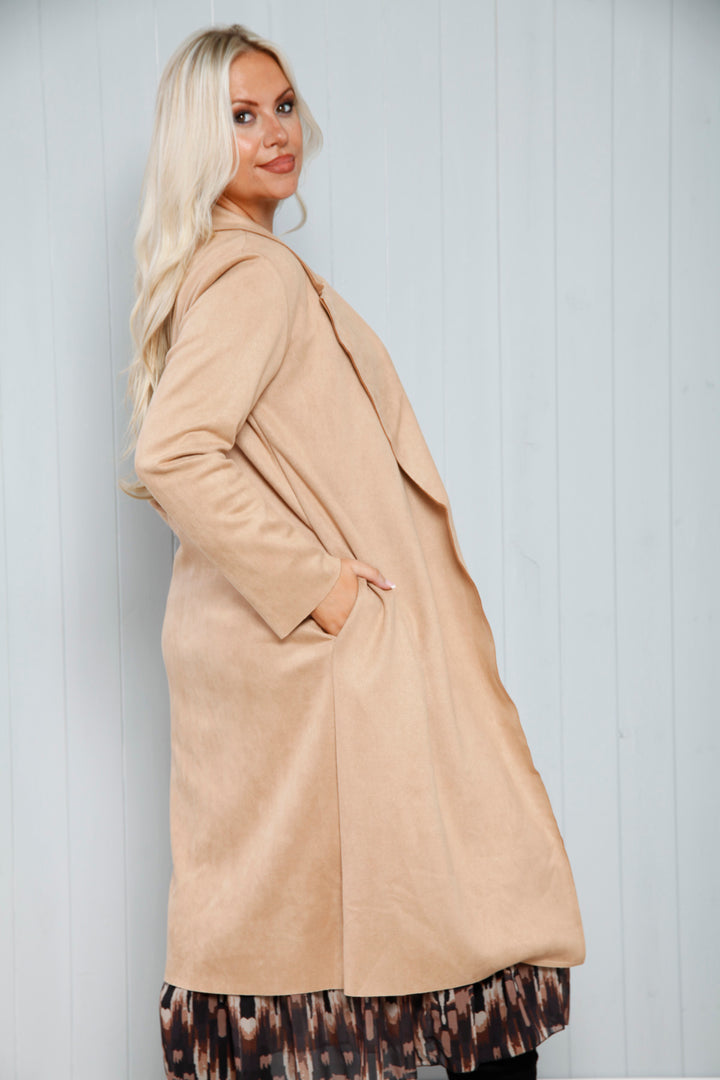 Camel Long Collared Jacket