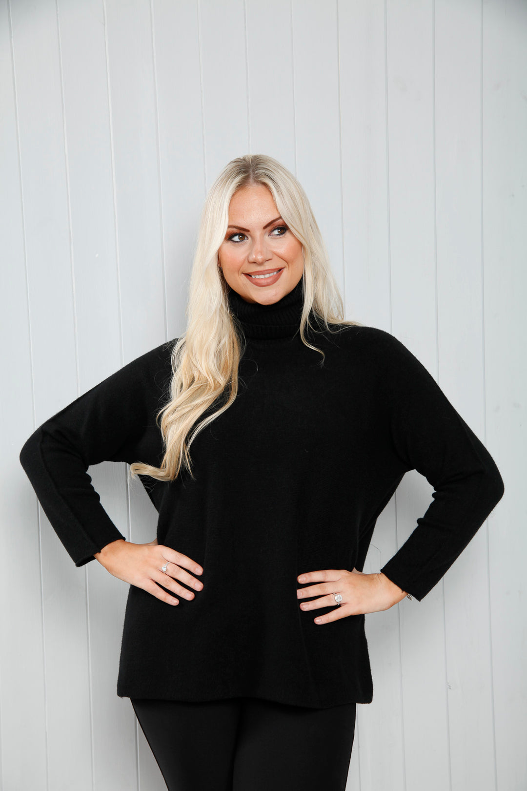 Natalie Polo Neck Top Black