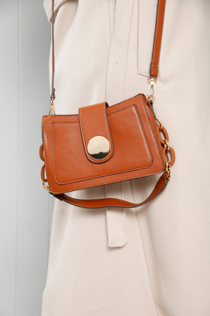 Gloria Gold Button Bag Tan