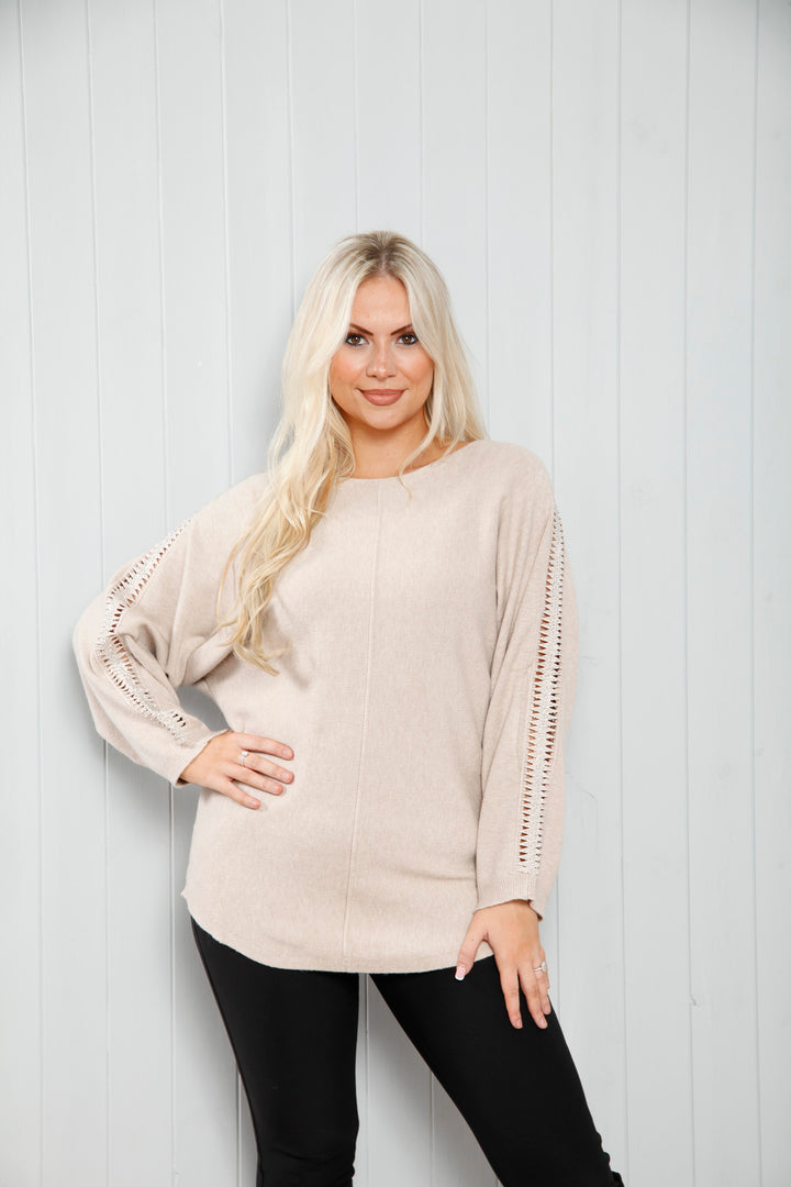 Ziggy Diamante Top Beige