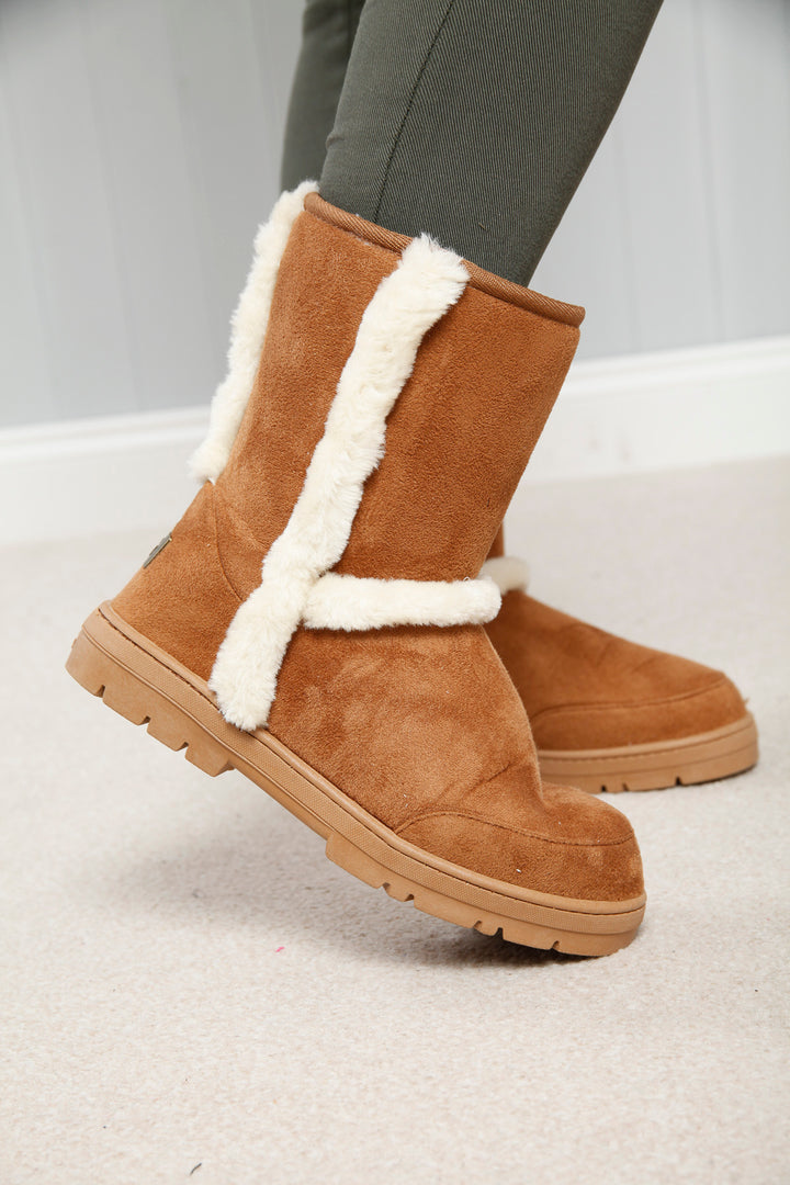 Geri Fur Lined Boots Chestnut
