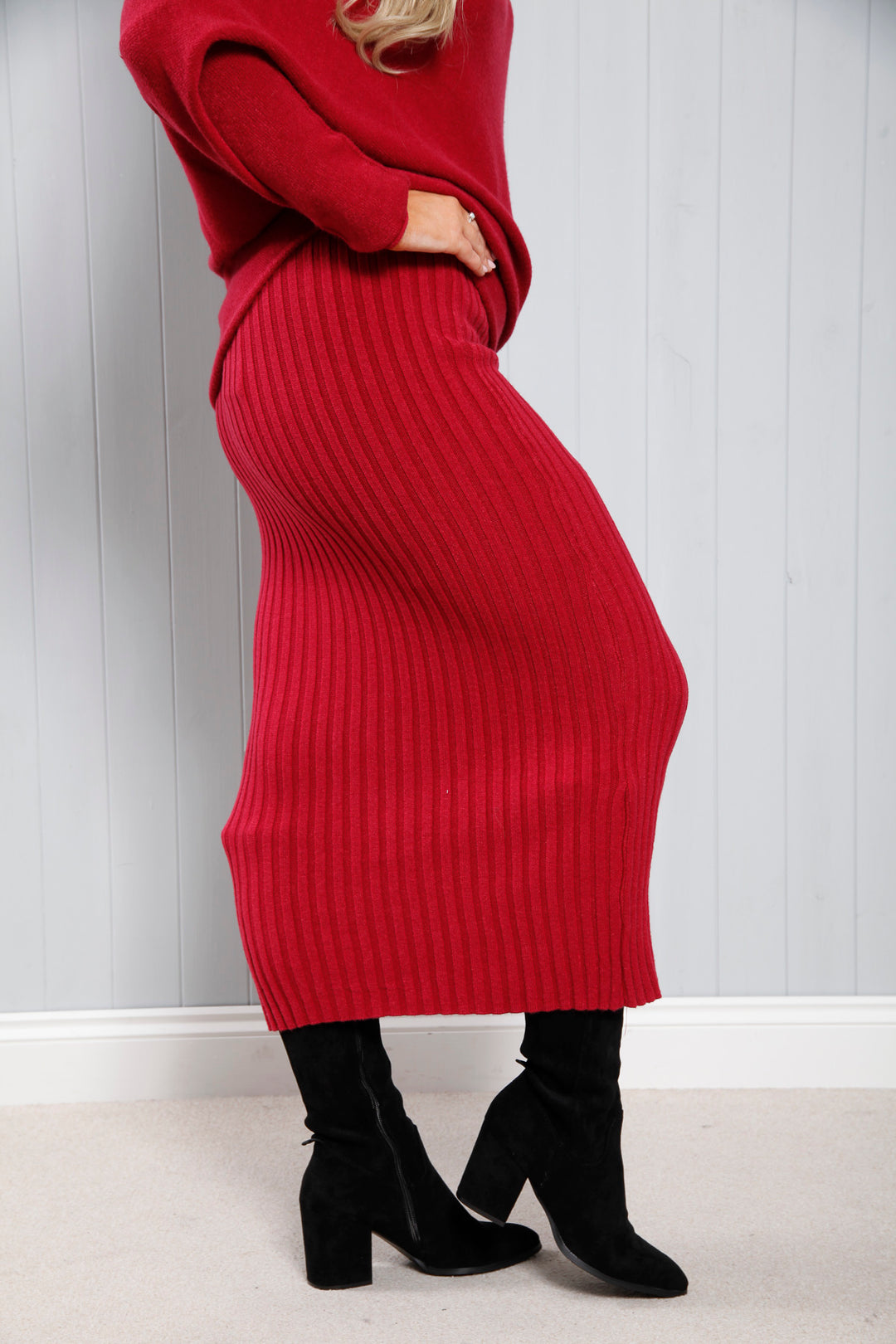 Reese Ribbed Skirt Ruby Red