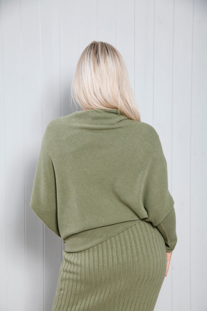 Isabella Asymmetric Top Khaki