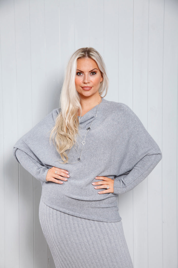 Isabella Asymmetric Top Grey