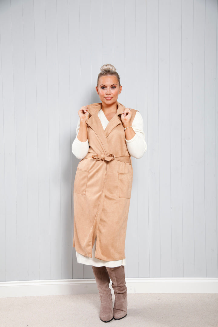Cavelle Suede Waistcoat Camel