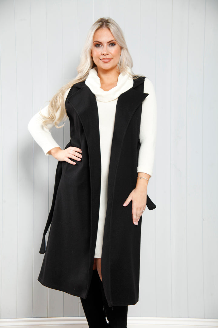 Lila Longline Waistcoat Black