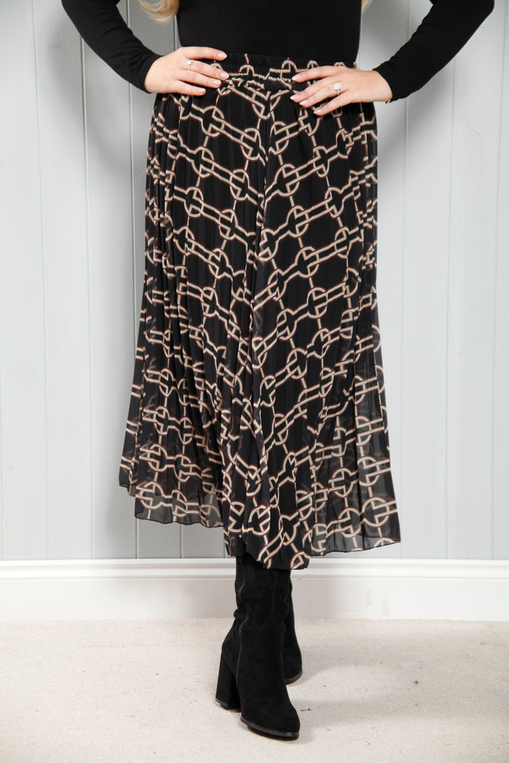Naomi Pleat Skirt Black