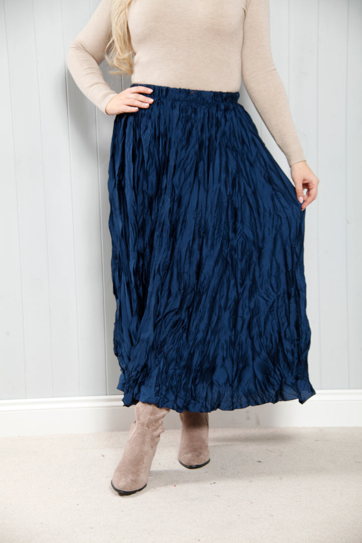 Chloe Crinkle Skirt Navy