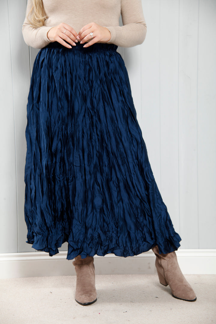 Chloe Crinkle Skirt Navy