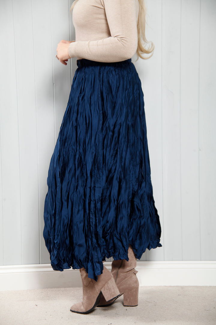 Chloe Crinkle Skirt Navy