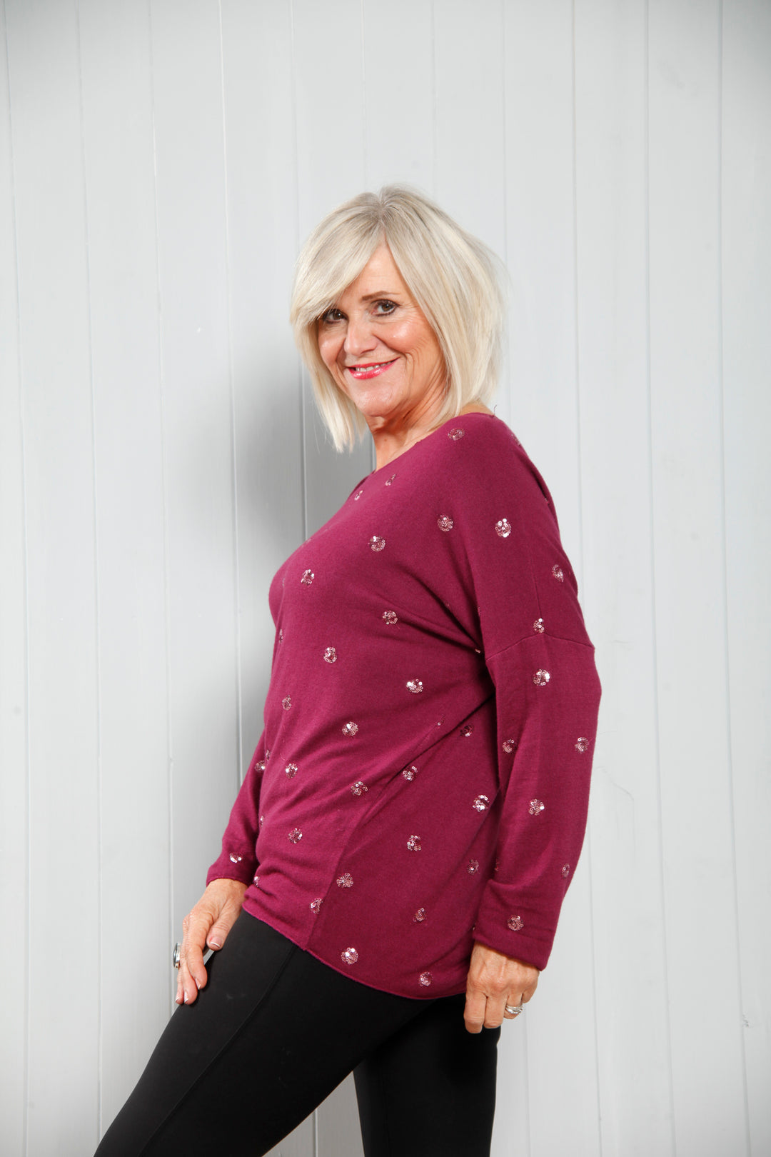 Catrin Sequin Circle Top Berry