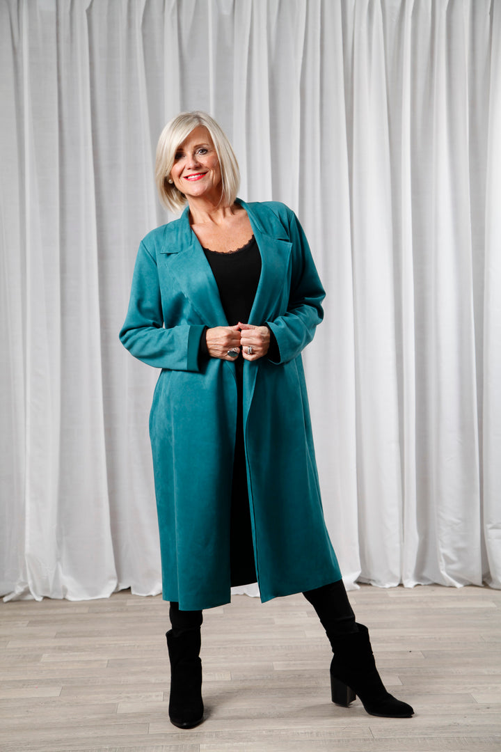 Teal Long Collared Jacket