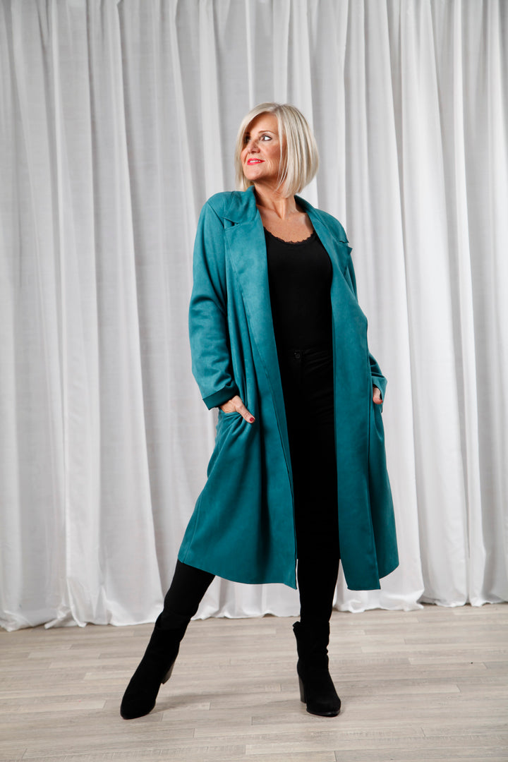 Teal Long Collared Jacket