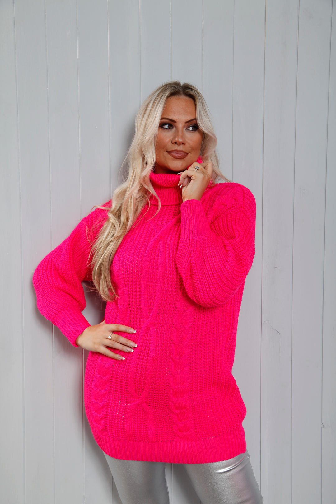 Margot Cable Tunic Hot Pink
