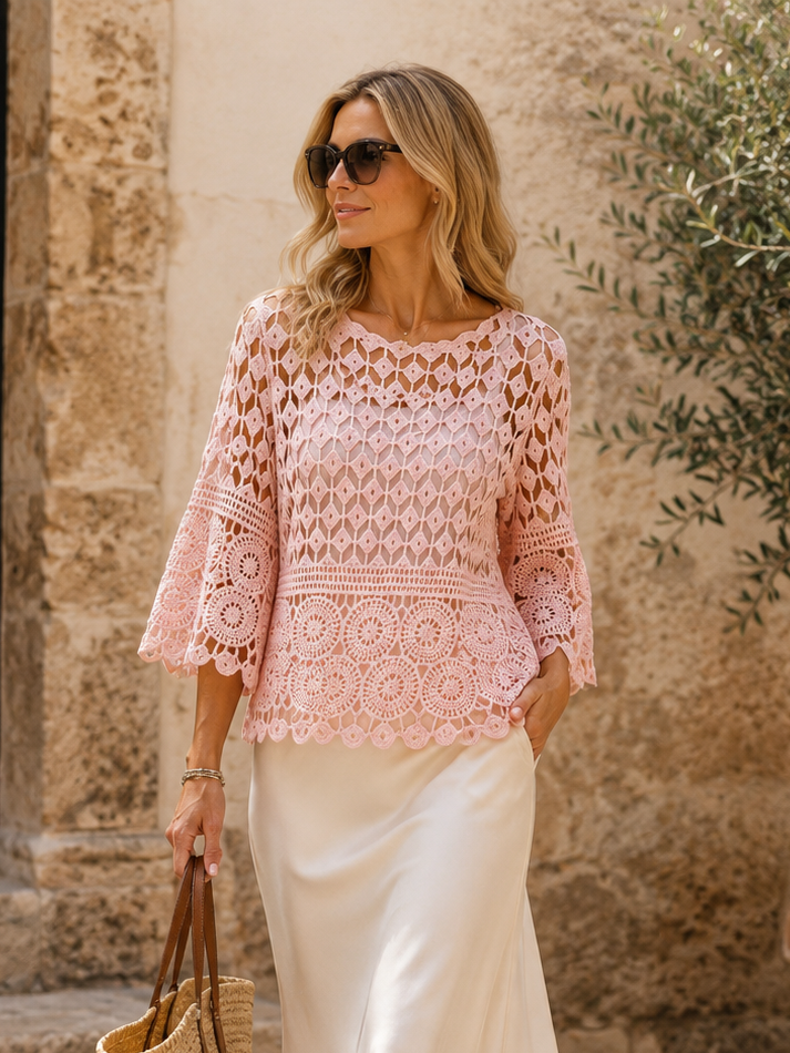 Cressida Crochet Top Pink