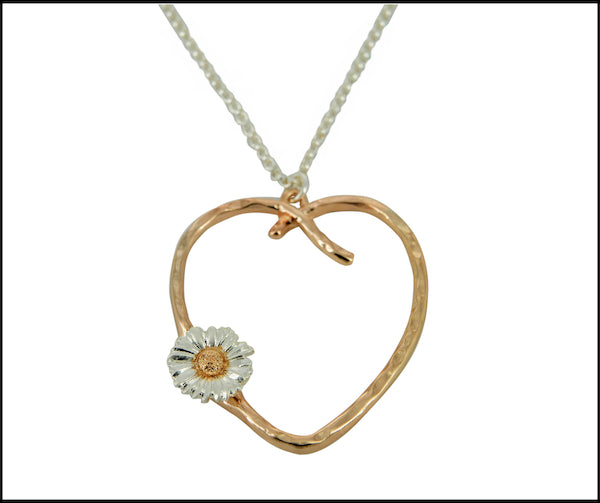 Daisy open heart necklace rose