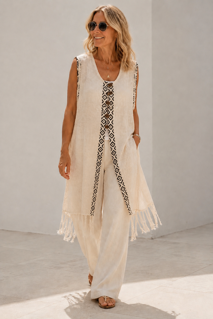 Alba Mesh Waistcoat Cream