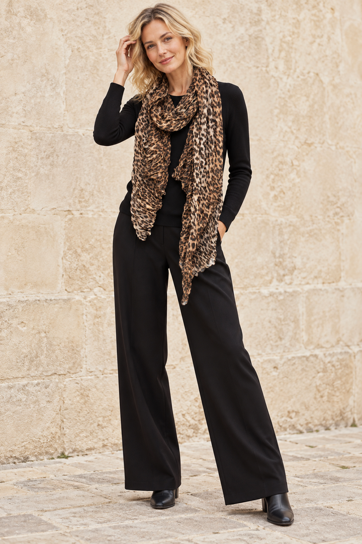 Leopard Scarf & Jumper Set Black