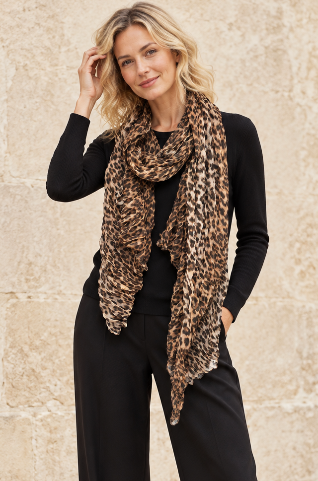 Leopard Scarf & Jumper Set Black