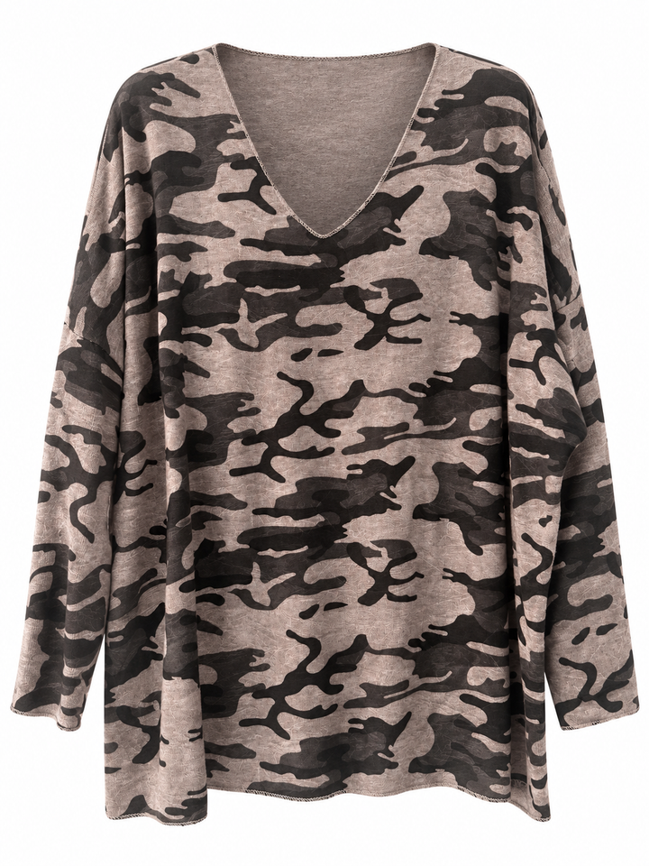 Leona Camo Print Top Mocha