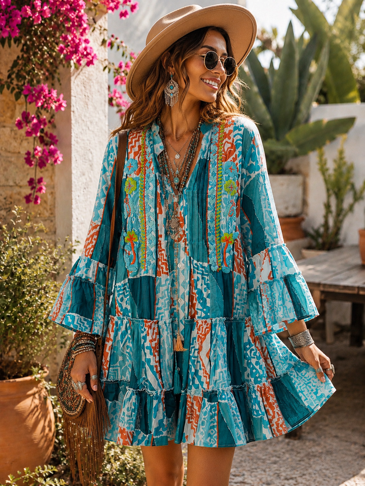 Brianda Embroidered Tunic Turquoise