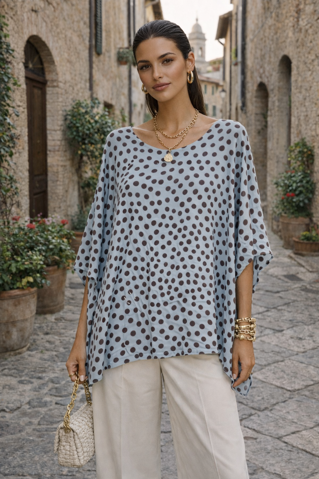 Alora Polka Dot Top Blue