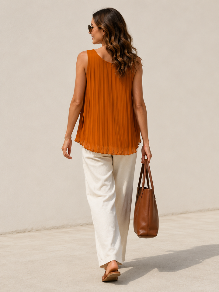 Lynetta Pleated Top Tangerine