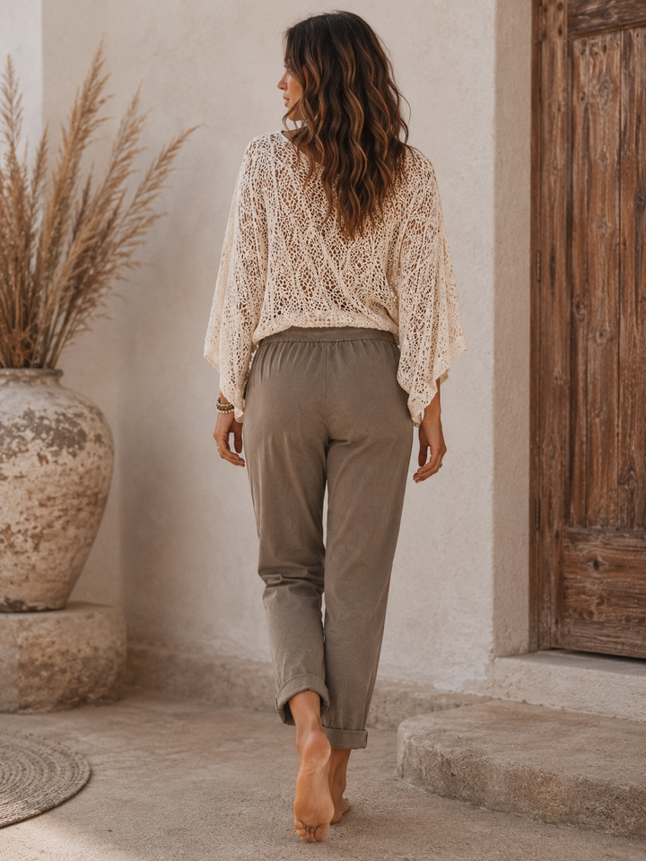 Lurex Tie Magic Pants Mocha